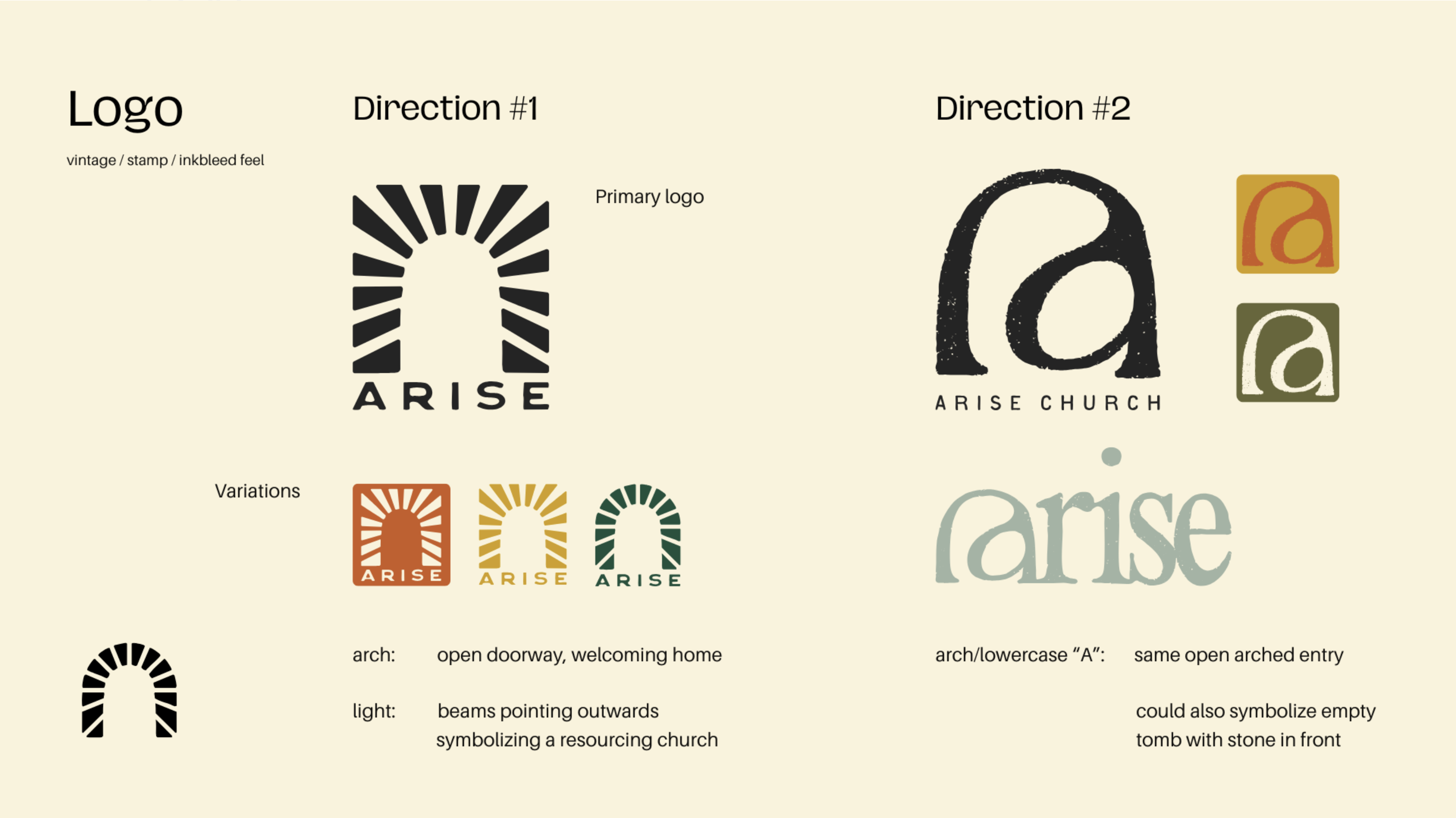 Arise logo directions and variations